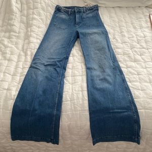 H&M wide leg flare jeans, with braided belt.